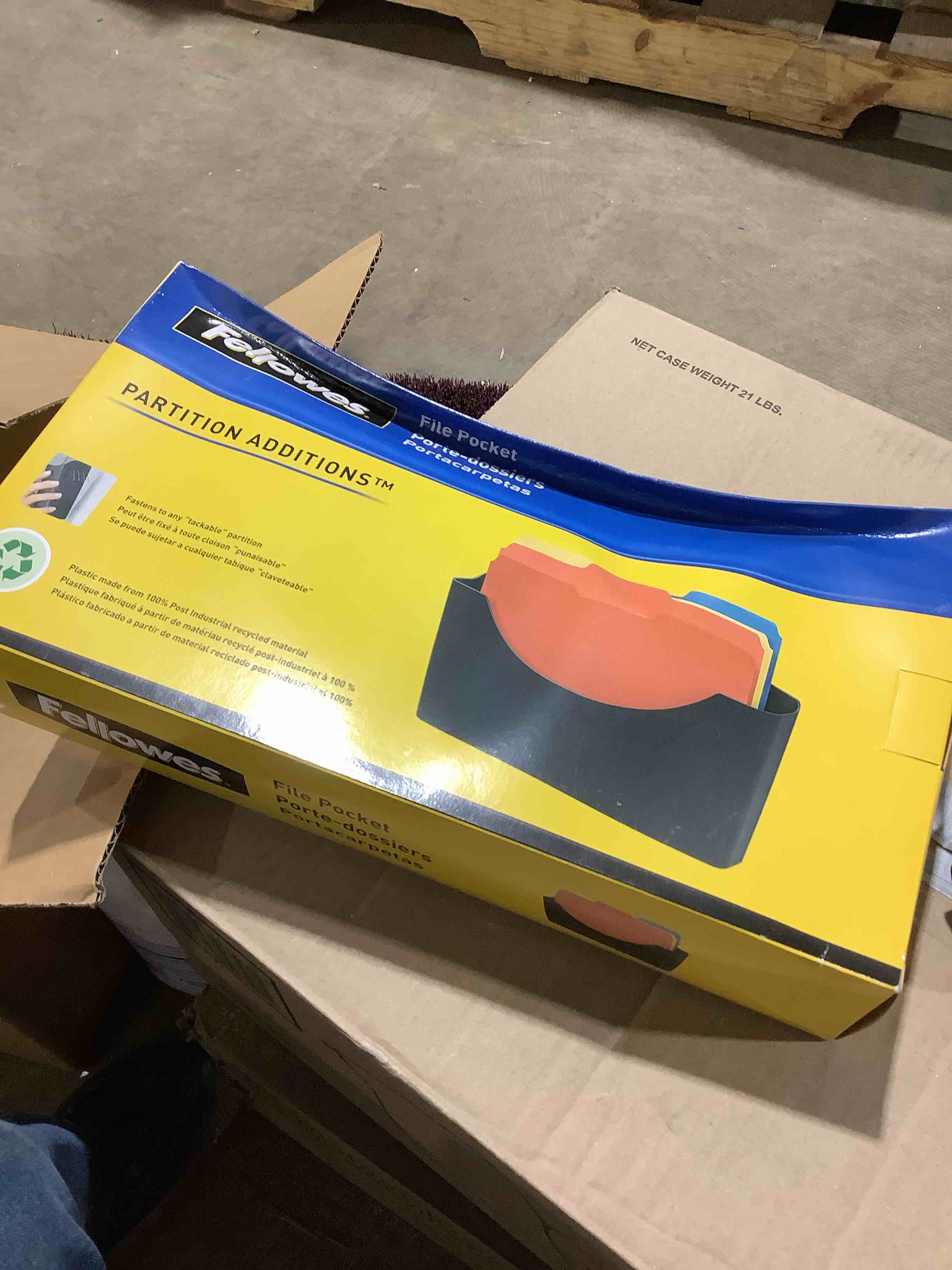 Condition photo showing New/Like New for fellowes plastic partition additions file pocket letter dark graphite 75275