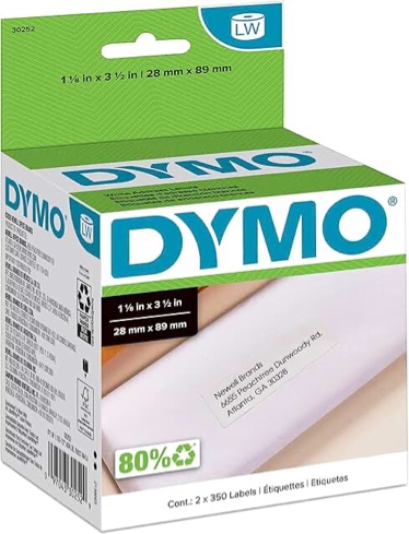 dymo authentic lw white mailing address labels, dymo labels for labelwriter label printers, 1-1/8" x 3-1/2", 2 rolls of 350 (700 total)