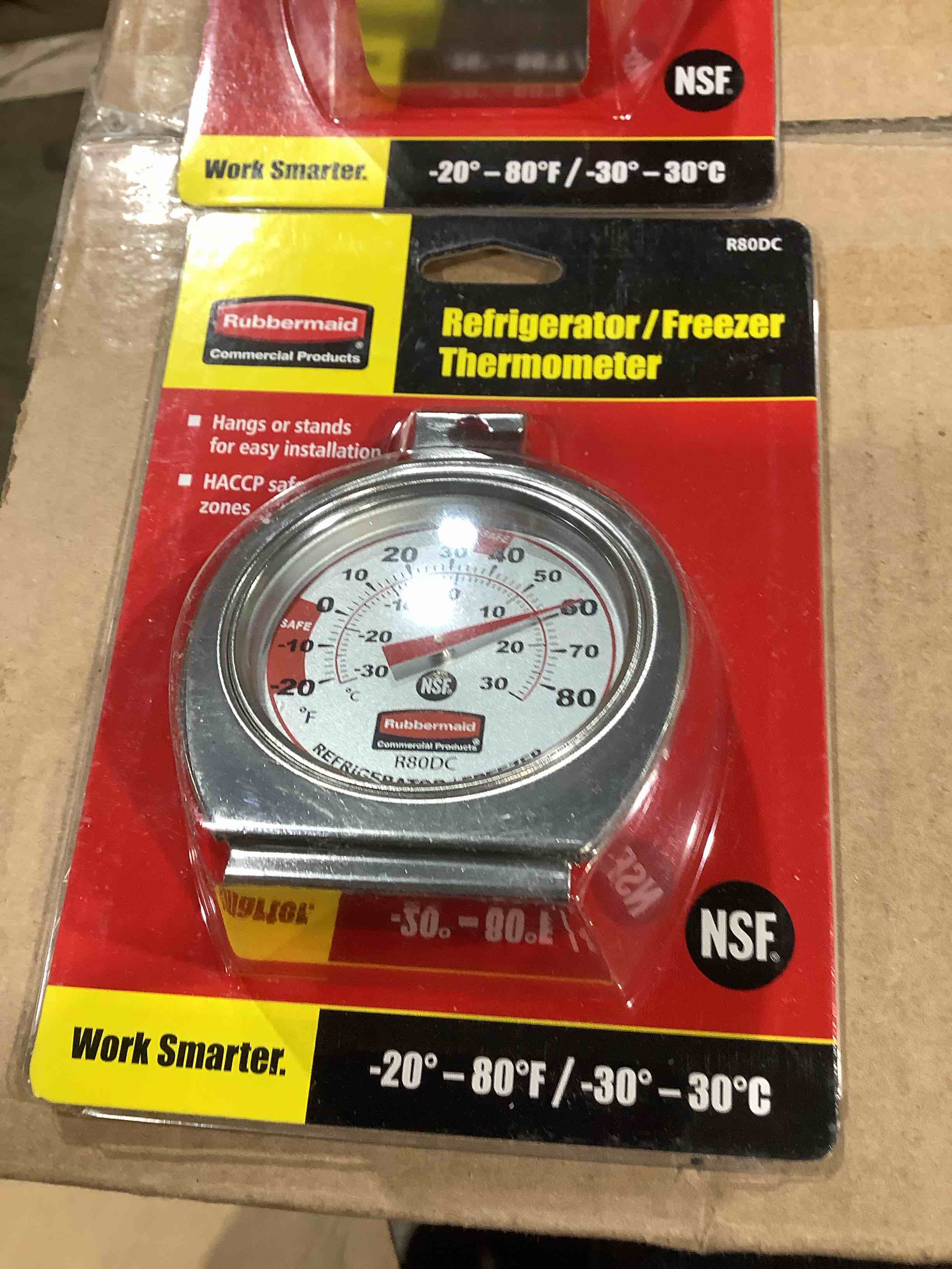 Rubbermaid Commercial RCPPELR80DC Refrigerator/Freezer Thermometer 1 Each Chrome