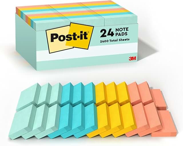 post-it notes value pack  1 3/8 in x 1 7/8 in  beachside cafe  24 pads