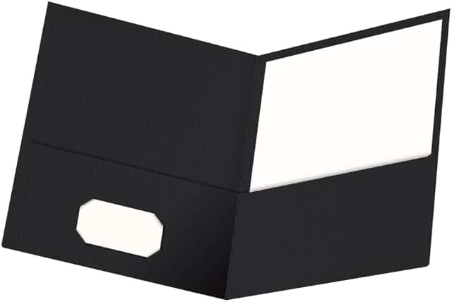 oxford twin-pocket folder  embossed leather grain paper  0.5  capacity  11 x 8.5  black  25/box