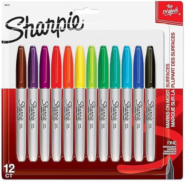 sharpie permanent markers  fine point  assorted colors  12 count, 2 count
