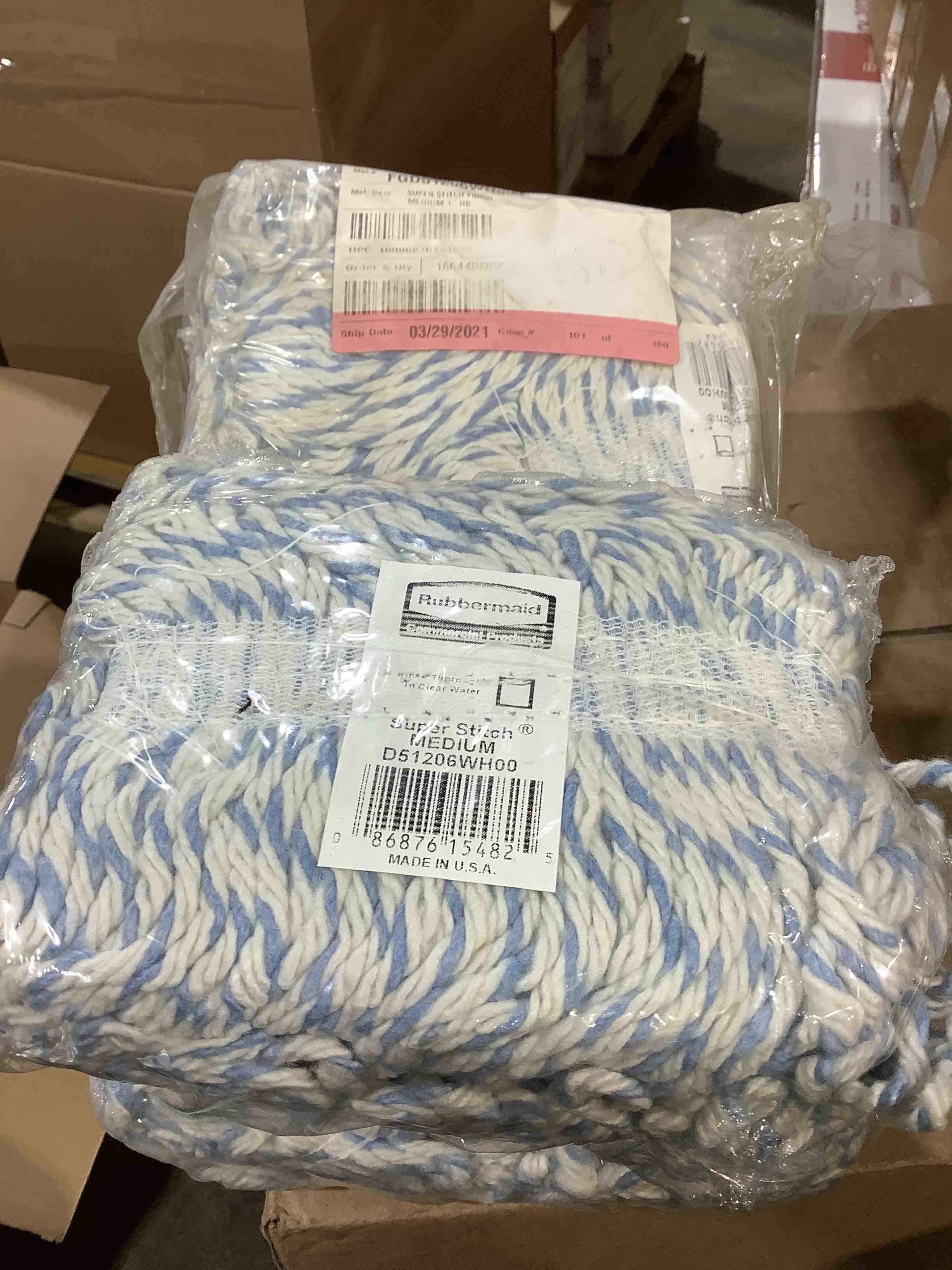 Condition photo showing New/Like New for rubbermaid super stitch mop head headband fgd51206wh00, 4 count