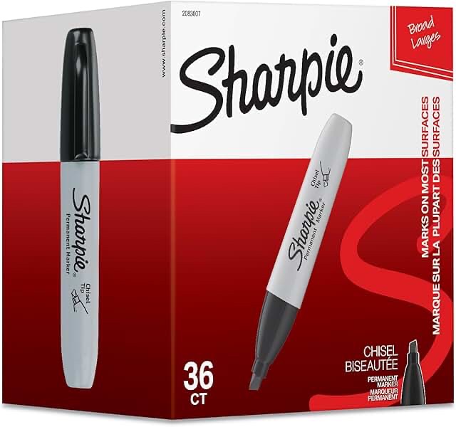 sharpie permanent markers  chisel tip  black  pack of 36