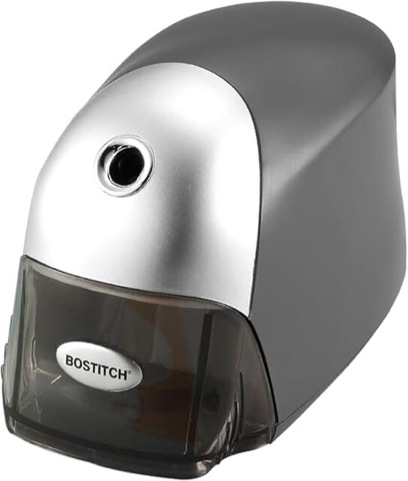 bostitch office quietsharp executive heavy duty electric pencil sharpener for 65% faster sharpening and 6x longer cutter life - colored pencil compatible  black