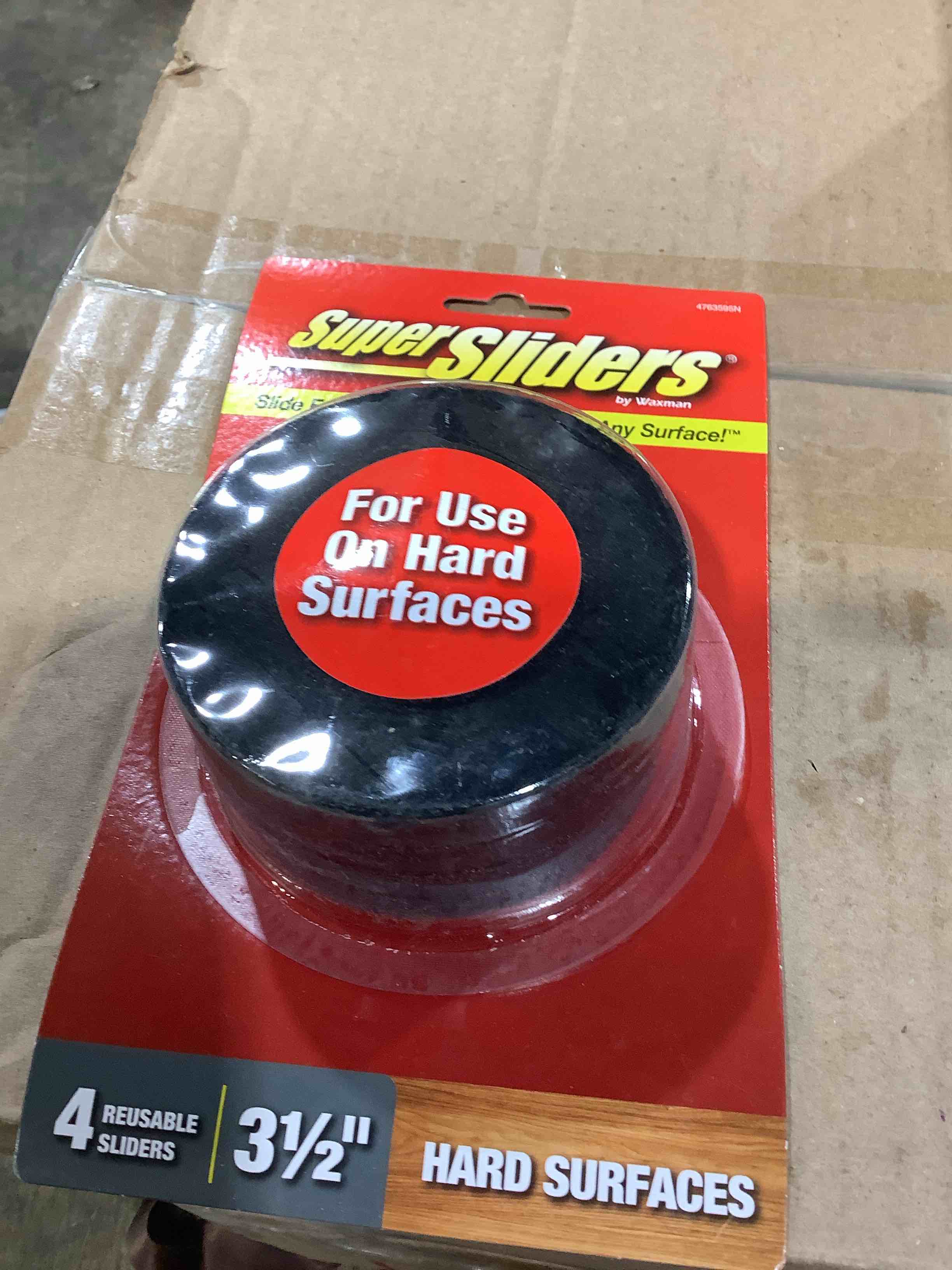 Condition photo showing New/Like New for super sliders 3 1/2" round reusable furniture sliders for carpet easily move medium to large sized items across carpet, 8 pack brown