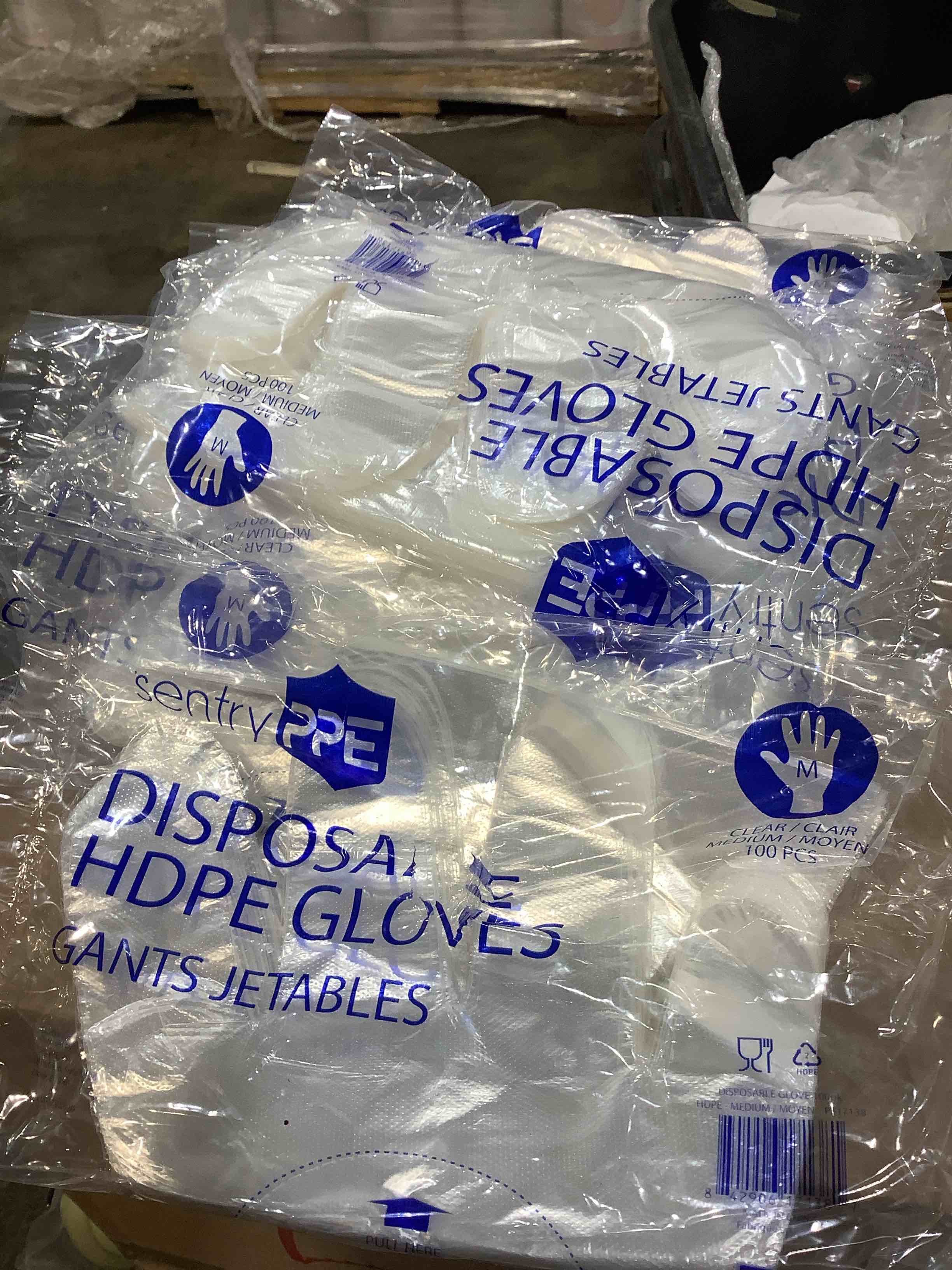 Condition photo showing New/Like New for ppe disposable hdpe gloves, several packages