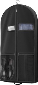 black garment zipper bag with pick a boo window, 6 count