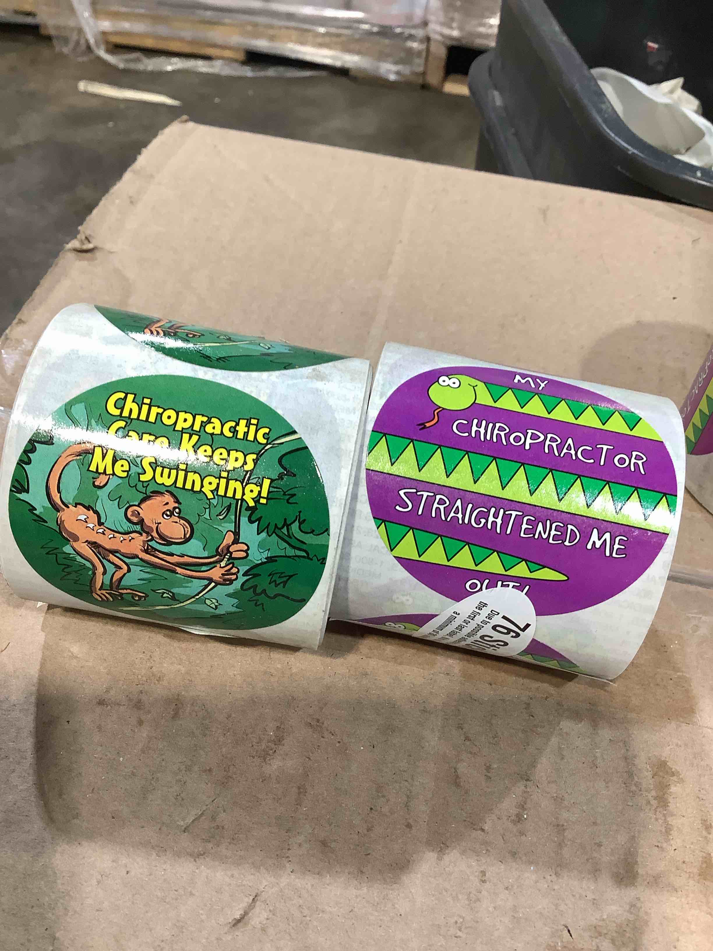 Condition photo showing New/Like New for chiropractic kid's fun stickers, 14 rolls