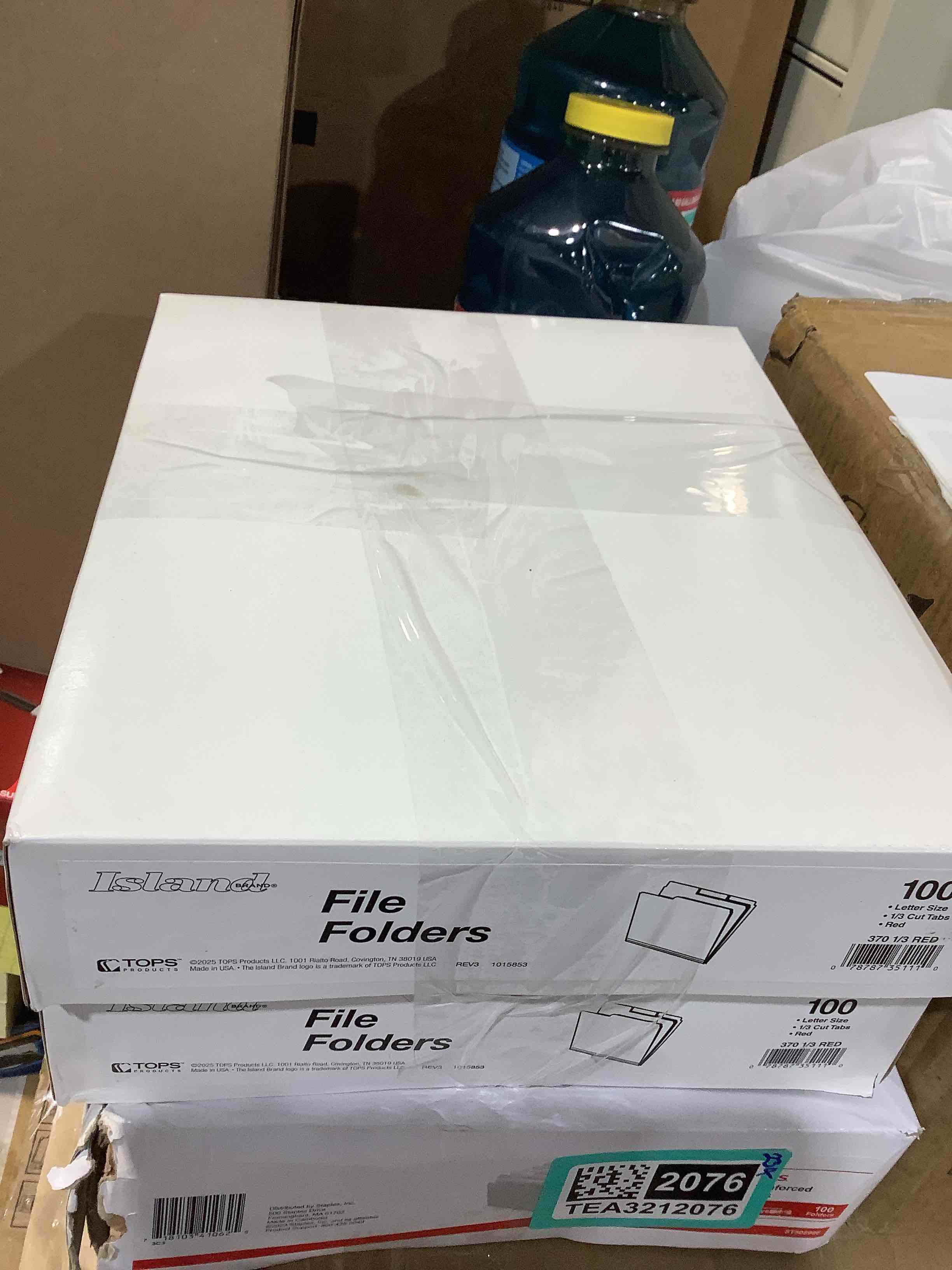 Condition photo showing New/Like New for island brand file folders read 8 1/2 x 11, 1/3 cut tabs