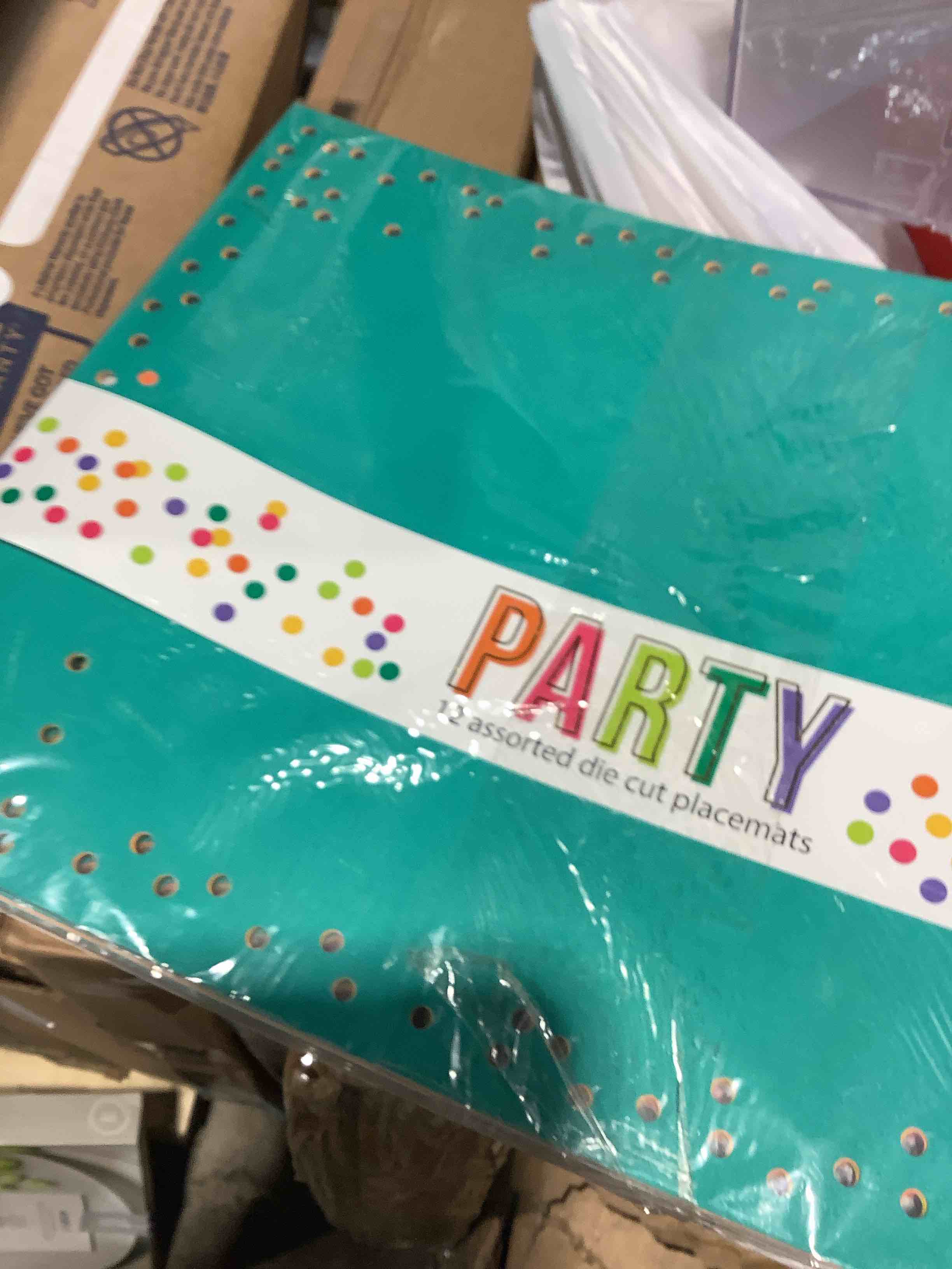 12 assorted die cut party placemats, five bundles