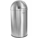 elama 50 liter large 13 gallon push lid stainless steel cylindrical home and kitchen trash bin in matte silver