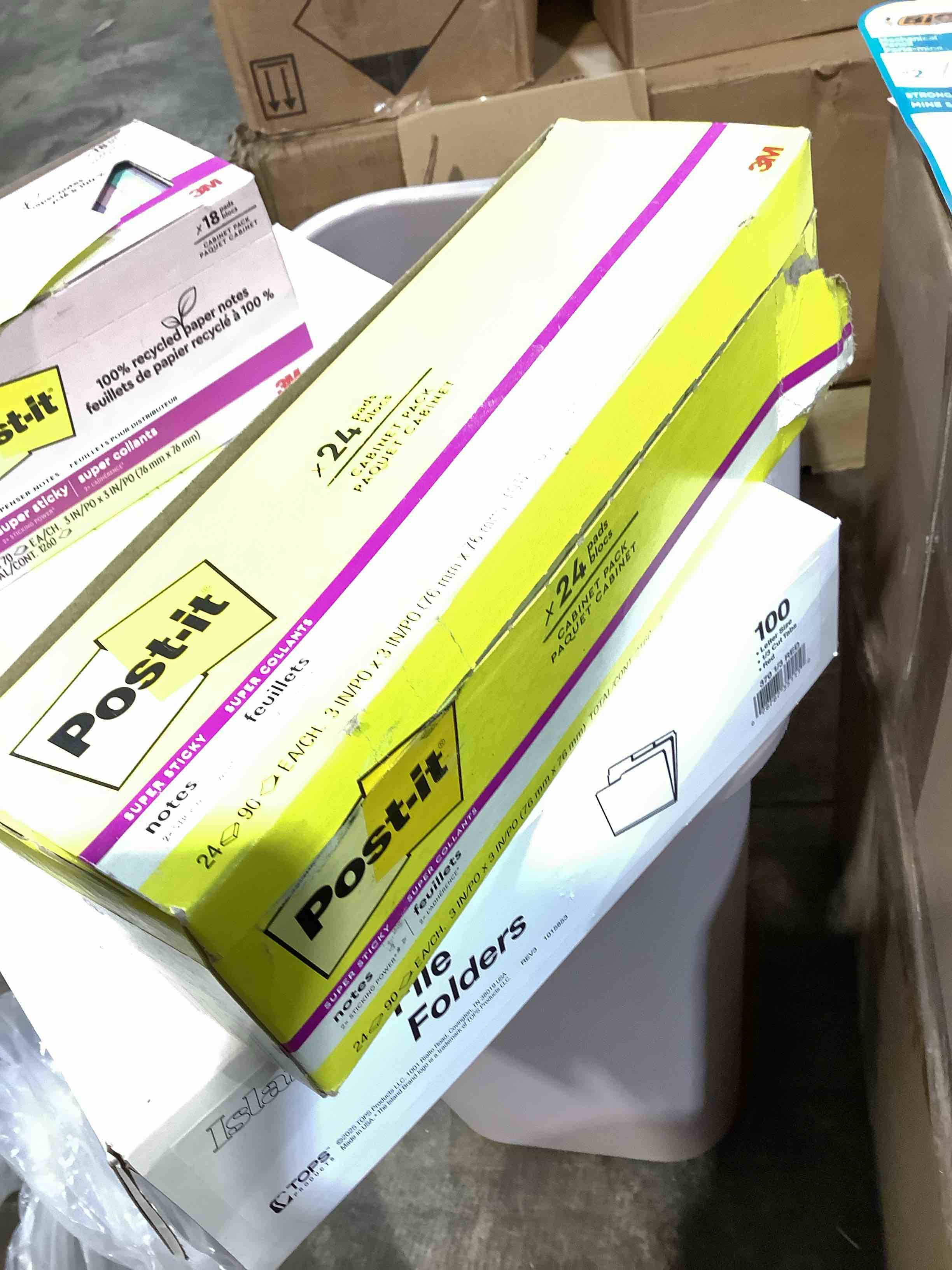 Condition photo showing Good Condition for post-it super sticky notes  canary yellow  3 in. x 3 in.  90 sheets  24 pads