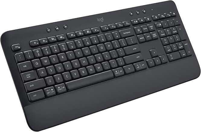 logitech - signature k650 full-size wireless keyboard for pc/window/mac with wrist rest - graphite