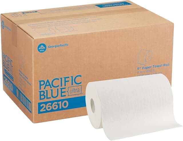 pacific blue ultra 9" paper towel roll (previously branded sofpull) by gp pro (georgia-pacific), white, 26610, 400 feet per roll, 6 rolls per case