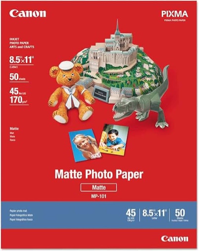 canon photo paper plus matte  8.5 x 11 inches  50 sheets