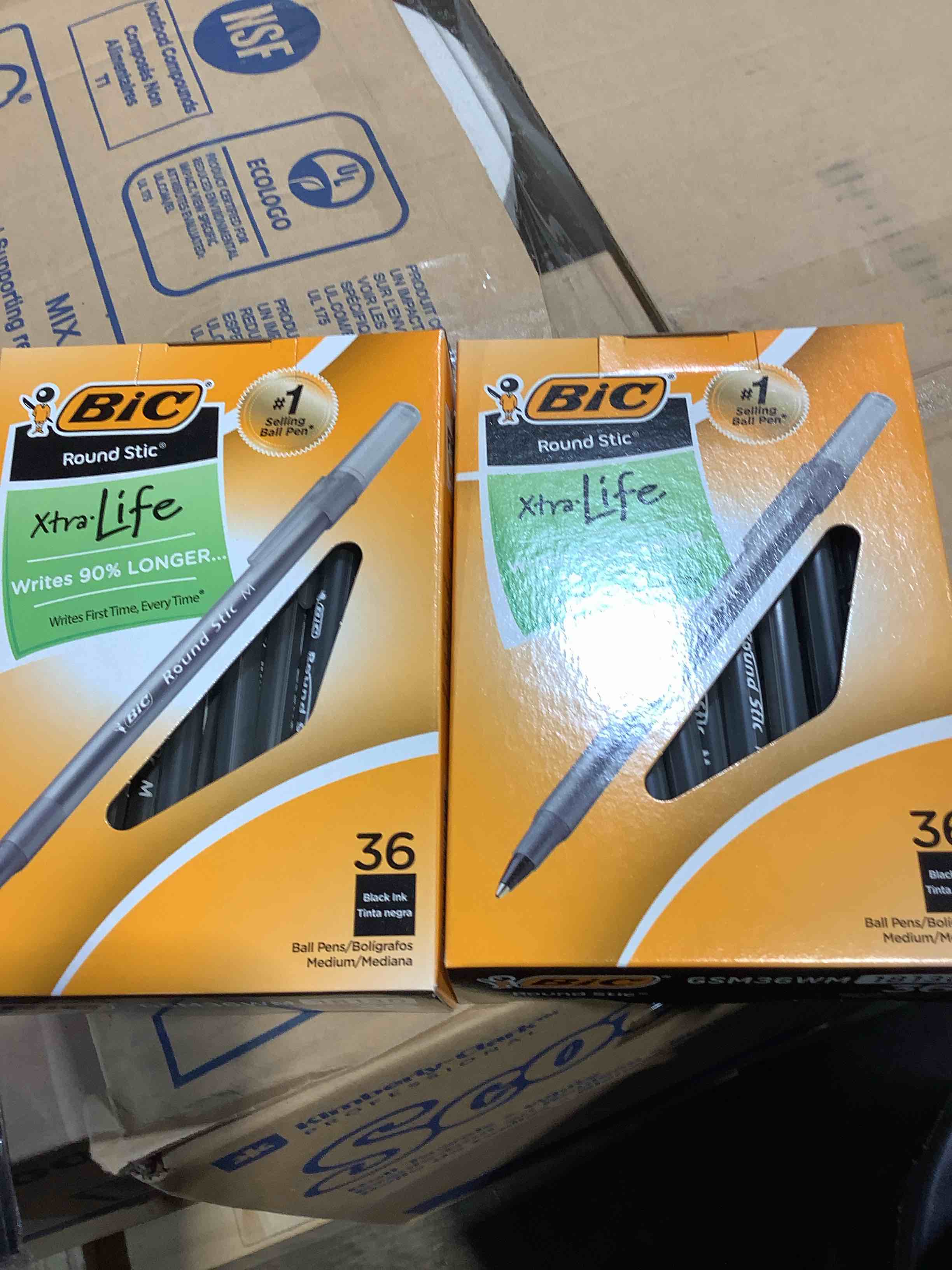 Condition photo showing New/Like New for bic round stic xtra life ballpoint pen  medium point (1.0mm)  black  36-count