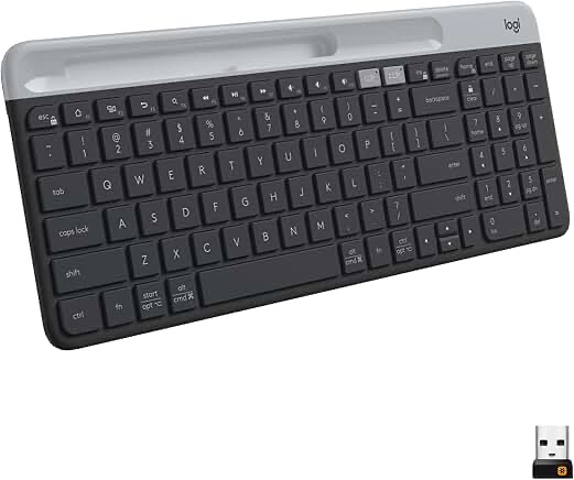 logitech - k585 full-size wireless scissor keyboard for windows, mac, chrome, android with build-in cradle for device - graphite