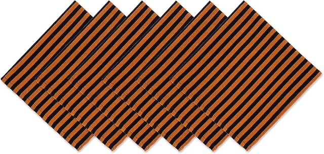 dii modern style cotton witchy stripe napkin in orange (set of 6)