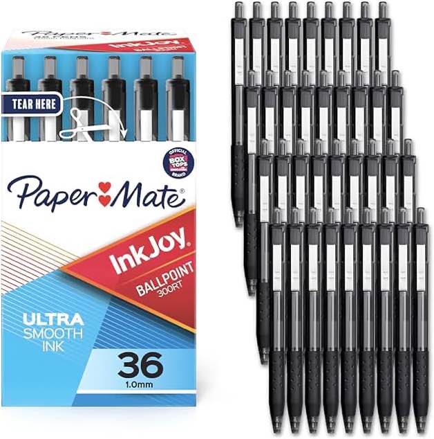 paper mate inkjoy 300rt retractable ballpoint pens  medium point (1.0mm)  black  36 count