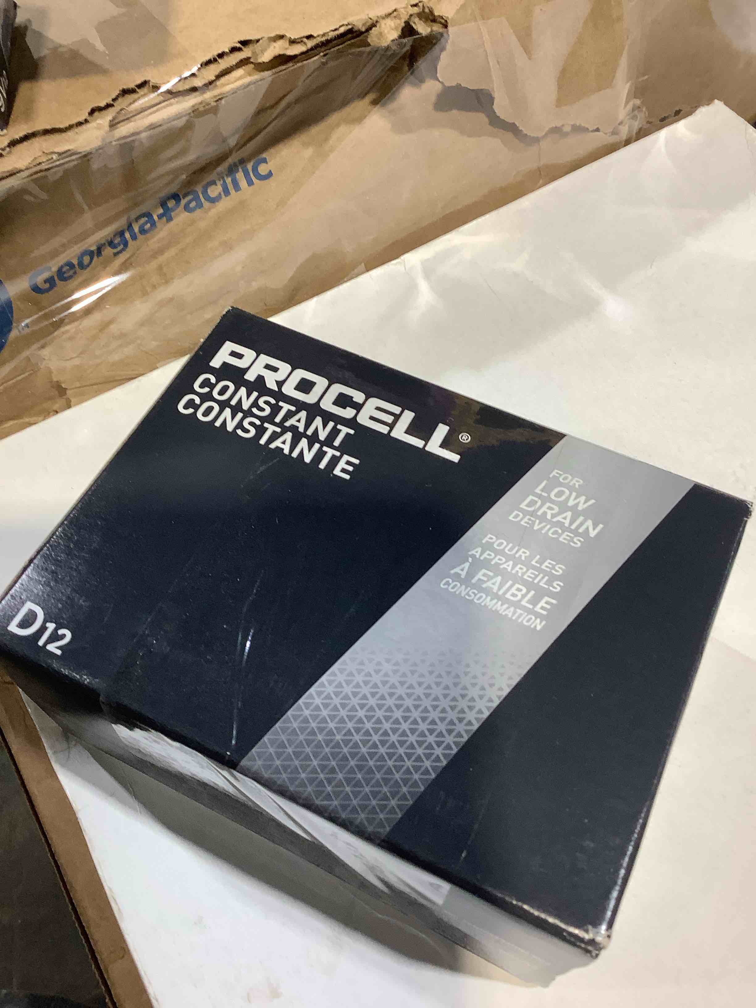 Condition photo showing New/Like New for duracell procell alkaline d batteries 12/box, in office