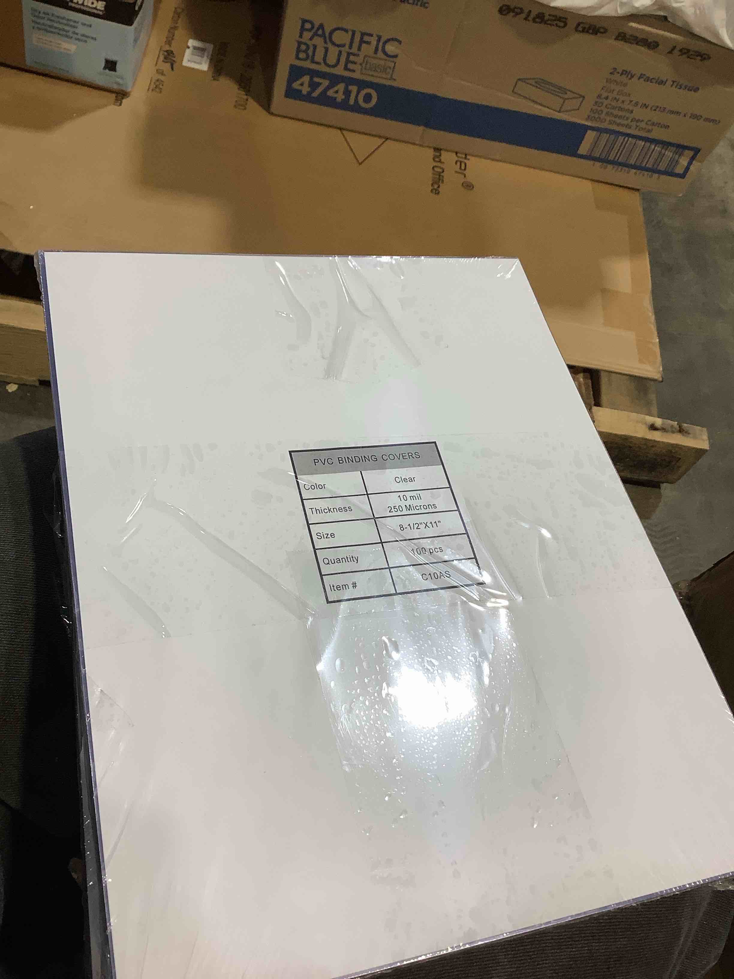 Condition photo showing New/Like New for pvc binding covers 8 1/2 x 11, 10 mg, clear, 100 pieces