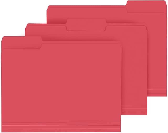 island brand red 8 1/2 x 11" size 1/3 cut tabs, 100 count