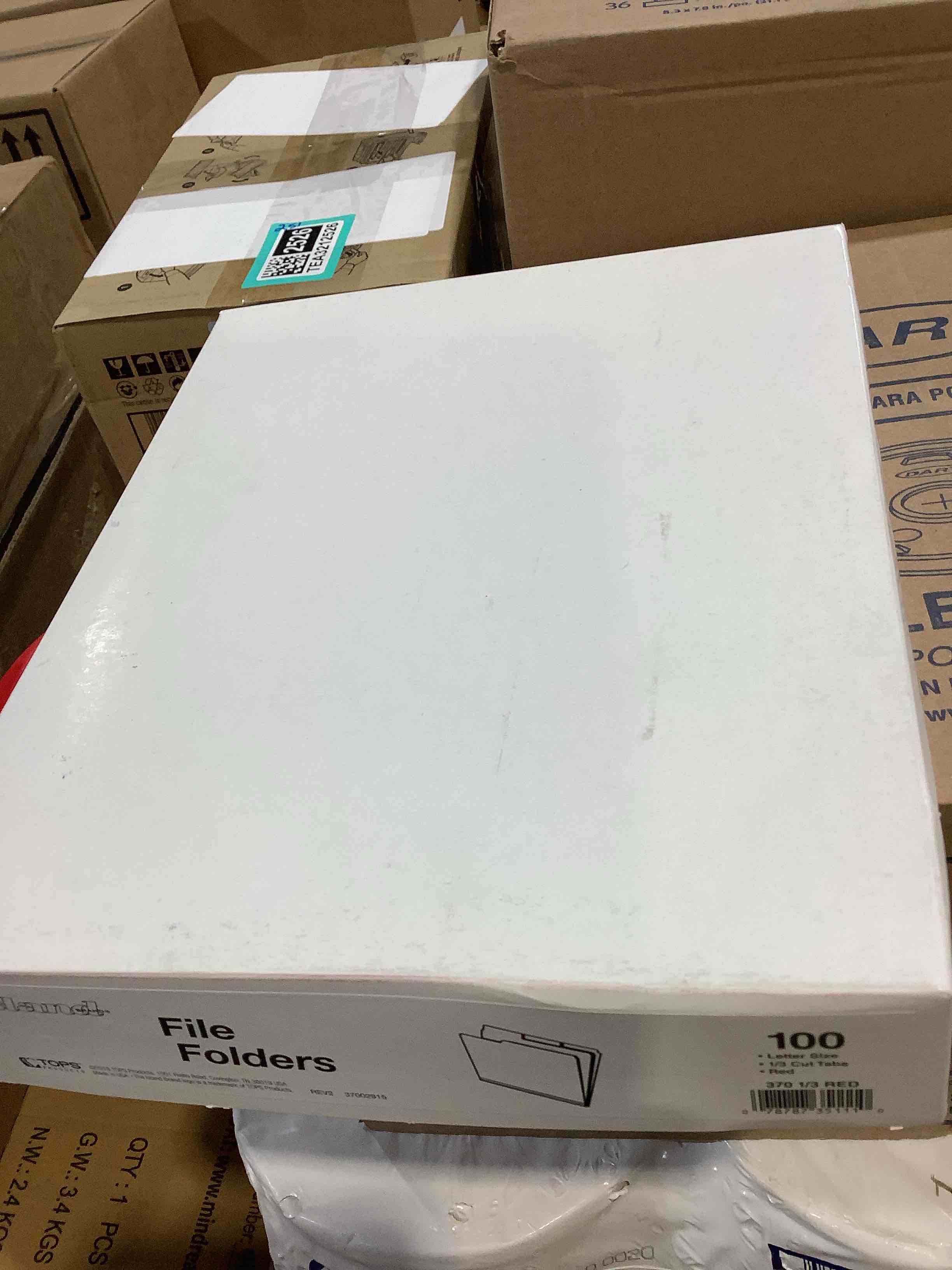 Condition photo showing New/Like New for island brand red 8 1/2 x 11" size 1/3 cut tabs, 100 count