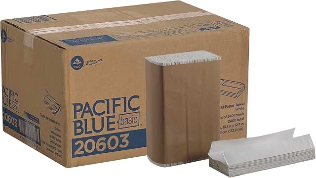 pacific blue basic c-fold paper towels 1-ply 10.1 x 13.2 white 240/pack 10 packs/carton 20603