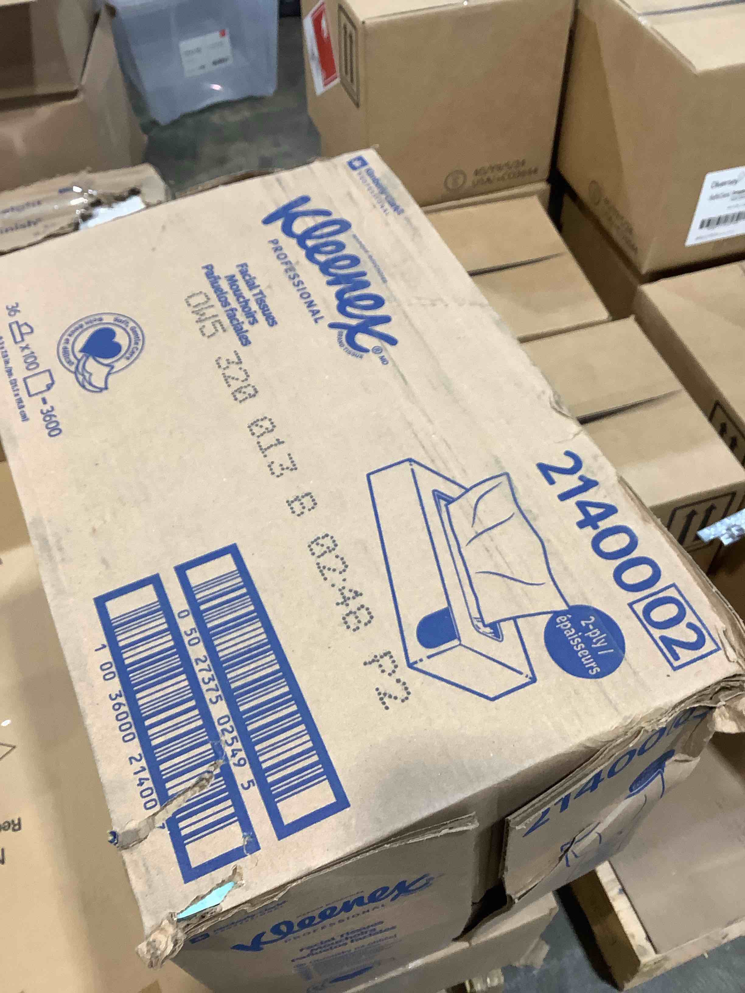 Condition photo showing Good Condition for kleenex white facial tissue 8.4" x 8.6" 100 tissue/box 36 boxes/case kcc21400