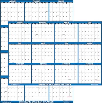 at-a-glance 2026 horizontal reversible erasable wall calendar extra large 48 x 32"