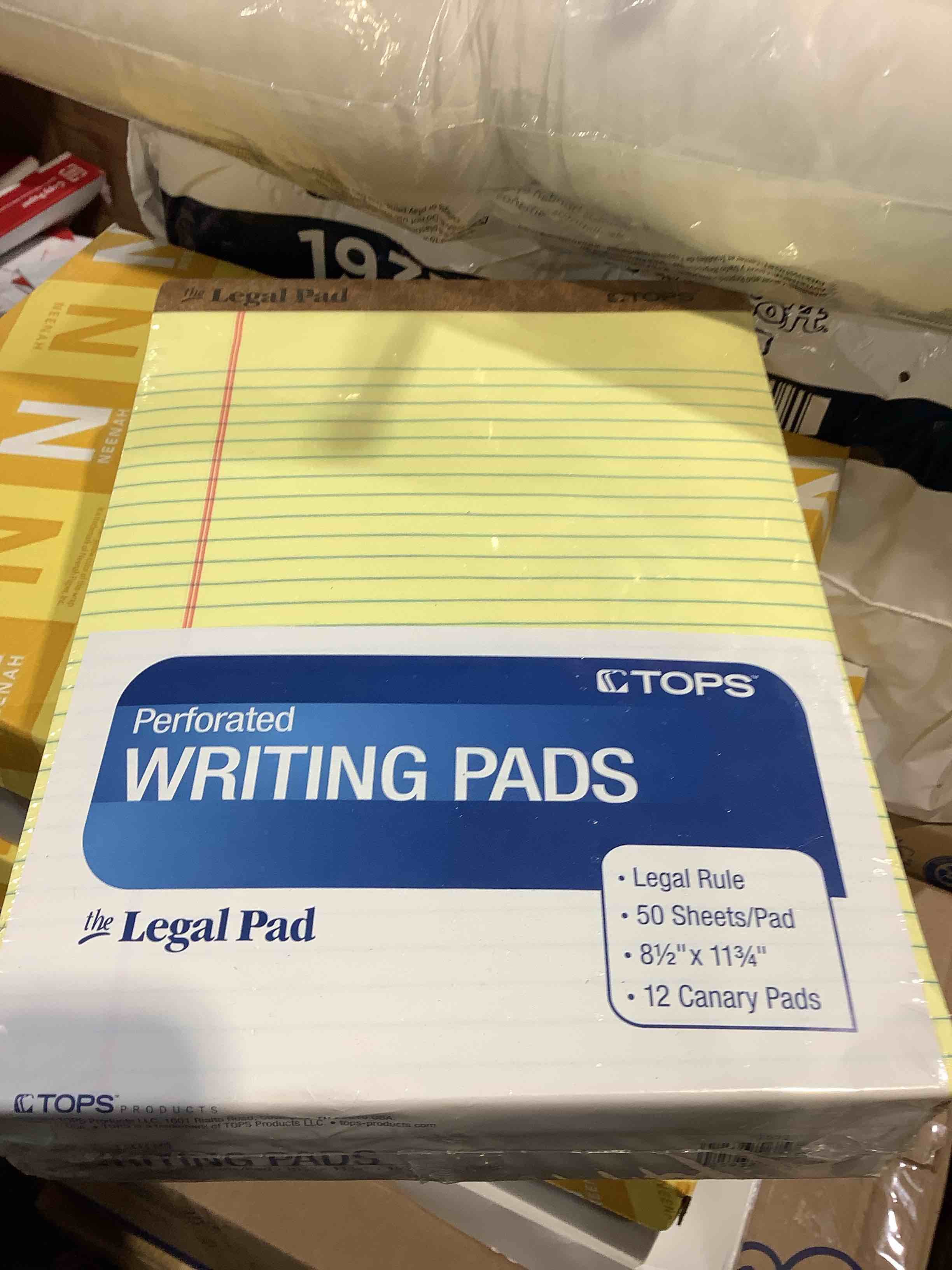 Condition photo showing New/Like New for tops the legal pads  12 pack  legal rule  perforated  50 sheets  8-1/2  x 11-3/4   canary (7532)