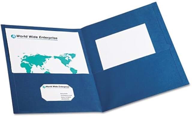 oxford twin-pocket folder  embossed leather grain paper  0.5  capacity  11 x 8.5  dark blue  25/box
