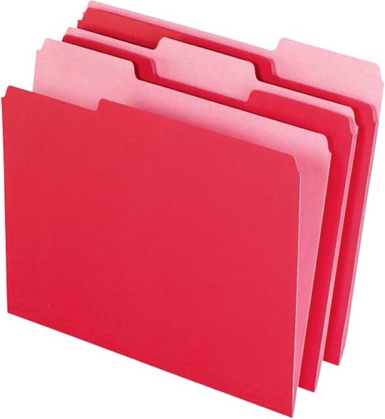 Island brands 100 count red 1/3 cut tab letter size file folders
