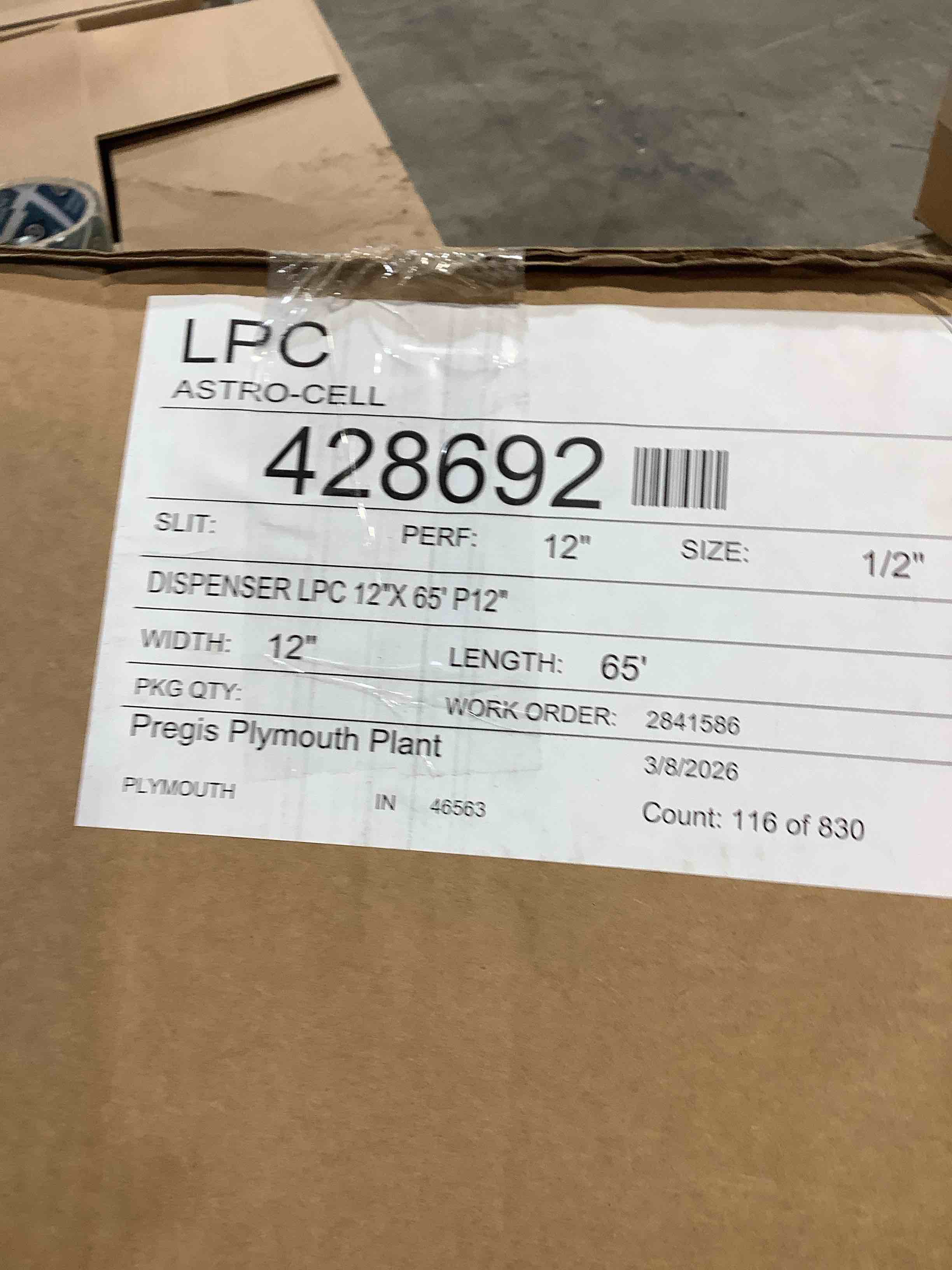 Condition photo showing New/Like New for pregis 12" x 65', perforated every 12 inch bubble cushioning