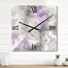 Farmhouse, wall clock, watercolor, minimal purple tones
