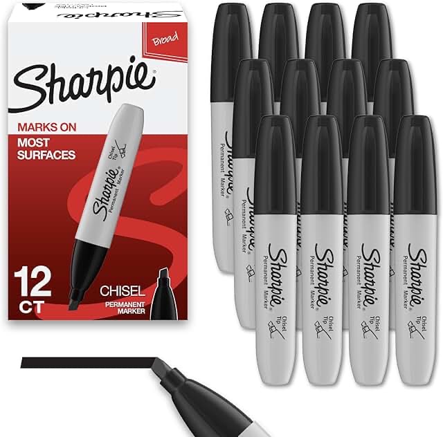 sharpie king size permanent markers  large chisel tip  black  12 count
