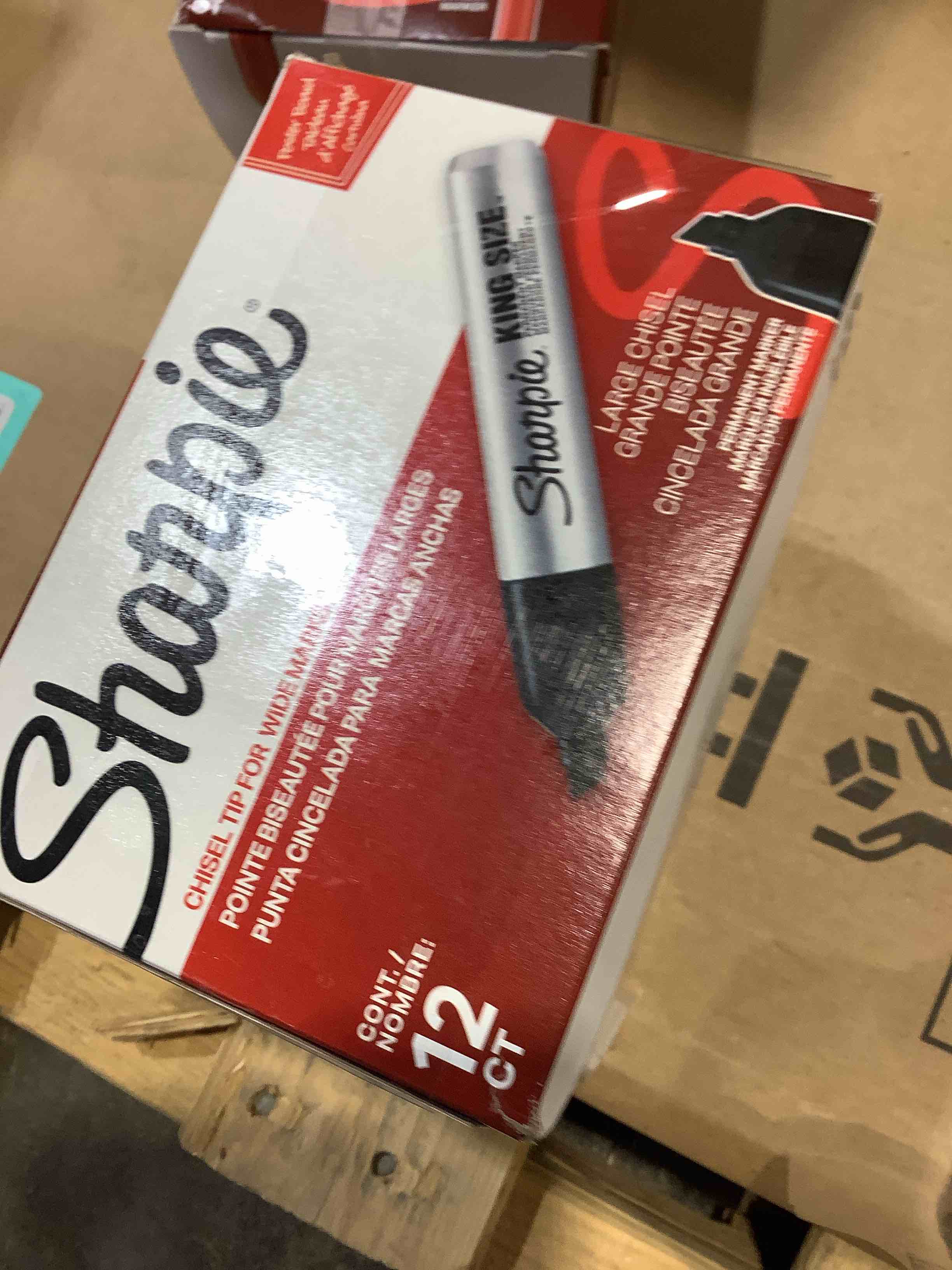 Condition photo showing New/Like New for sharpie king size permanent markers  large chisel tip  black  12 count