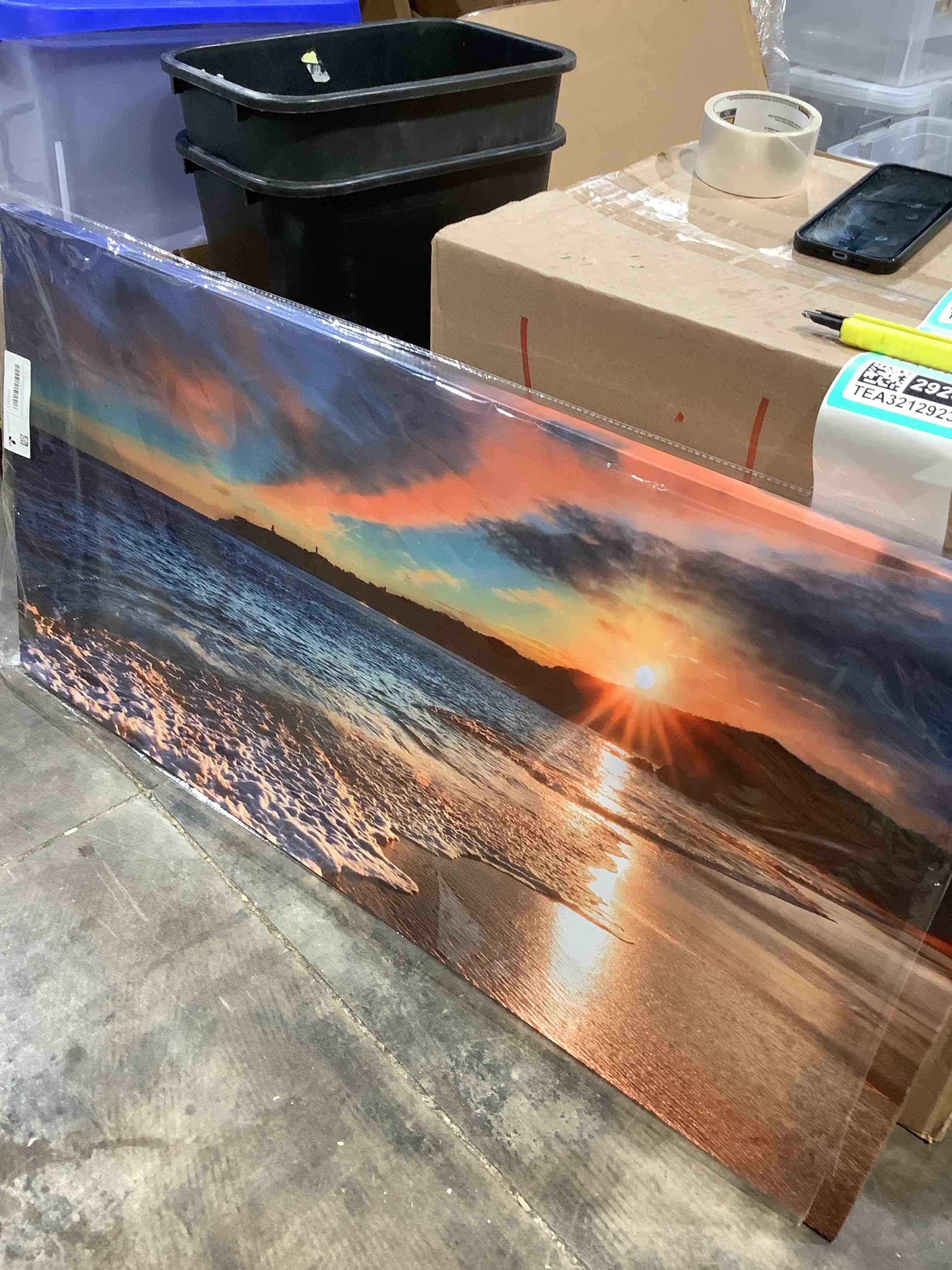 Condition photo showing New/Like New for beach wall art picture of living room, ocean canvas, sunset painting