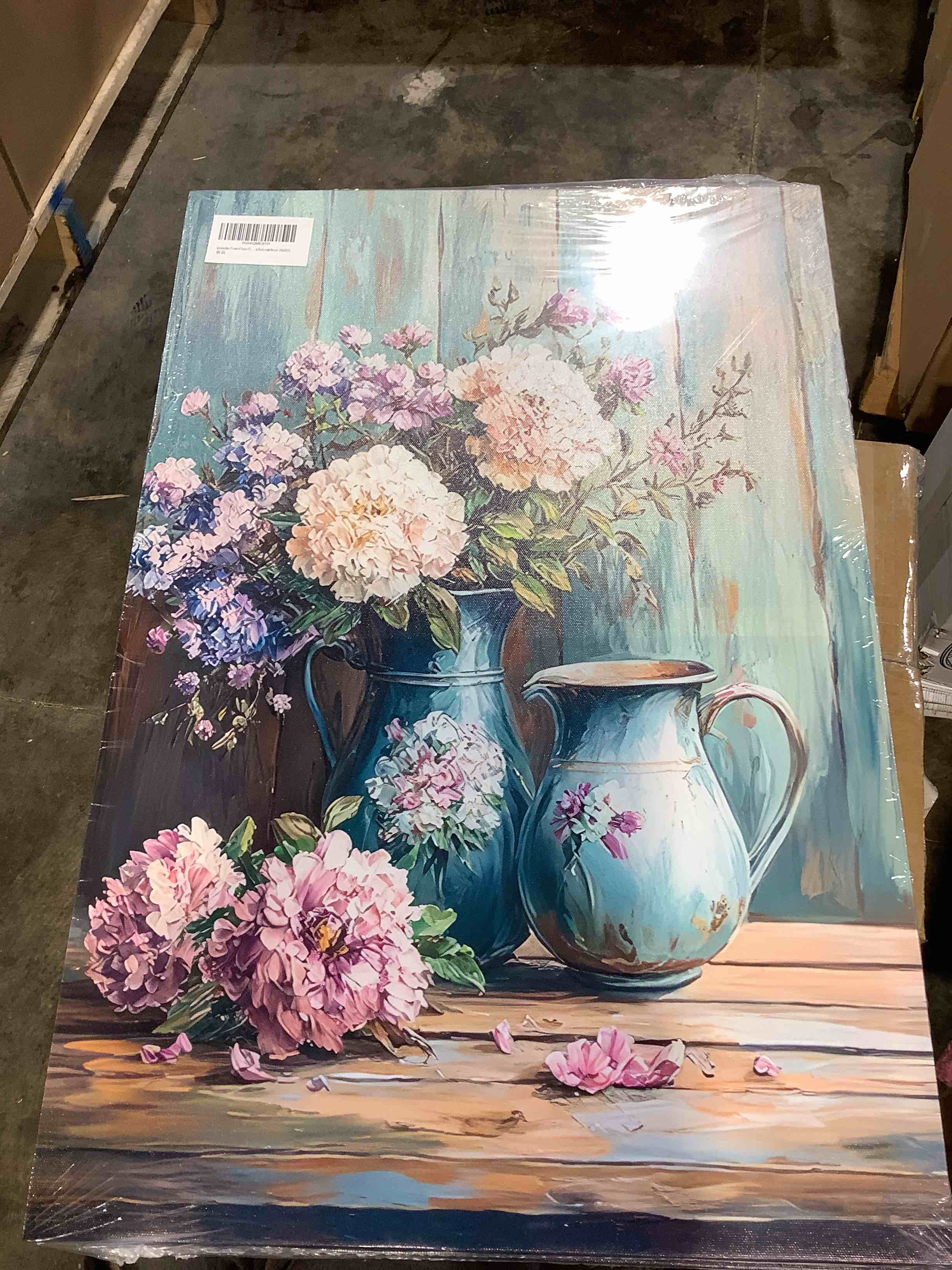 Qenundme framed base flower canvas print, 16" x 24"