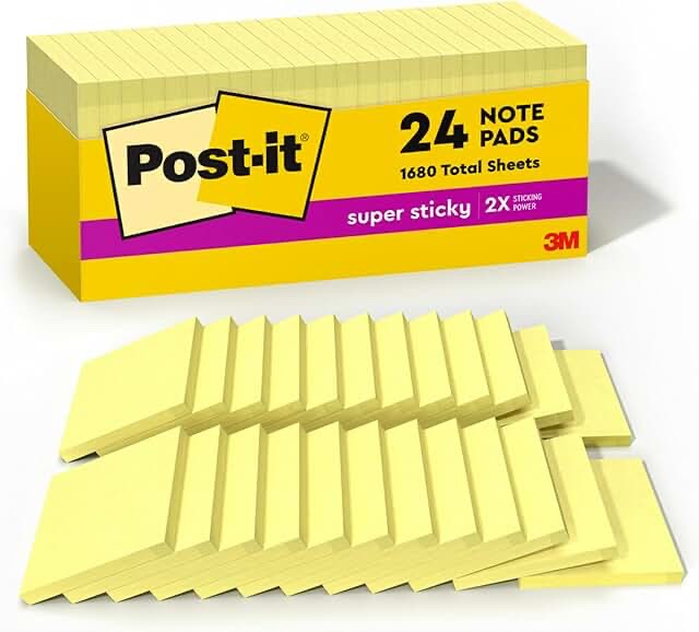 post-it super sticky notes - summer joy collection - 3  x 3  plain  24-pack