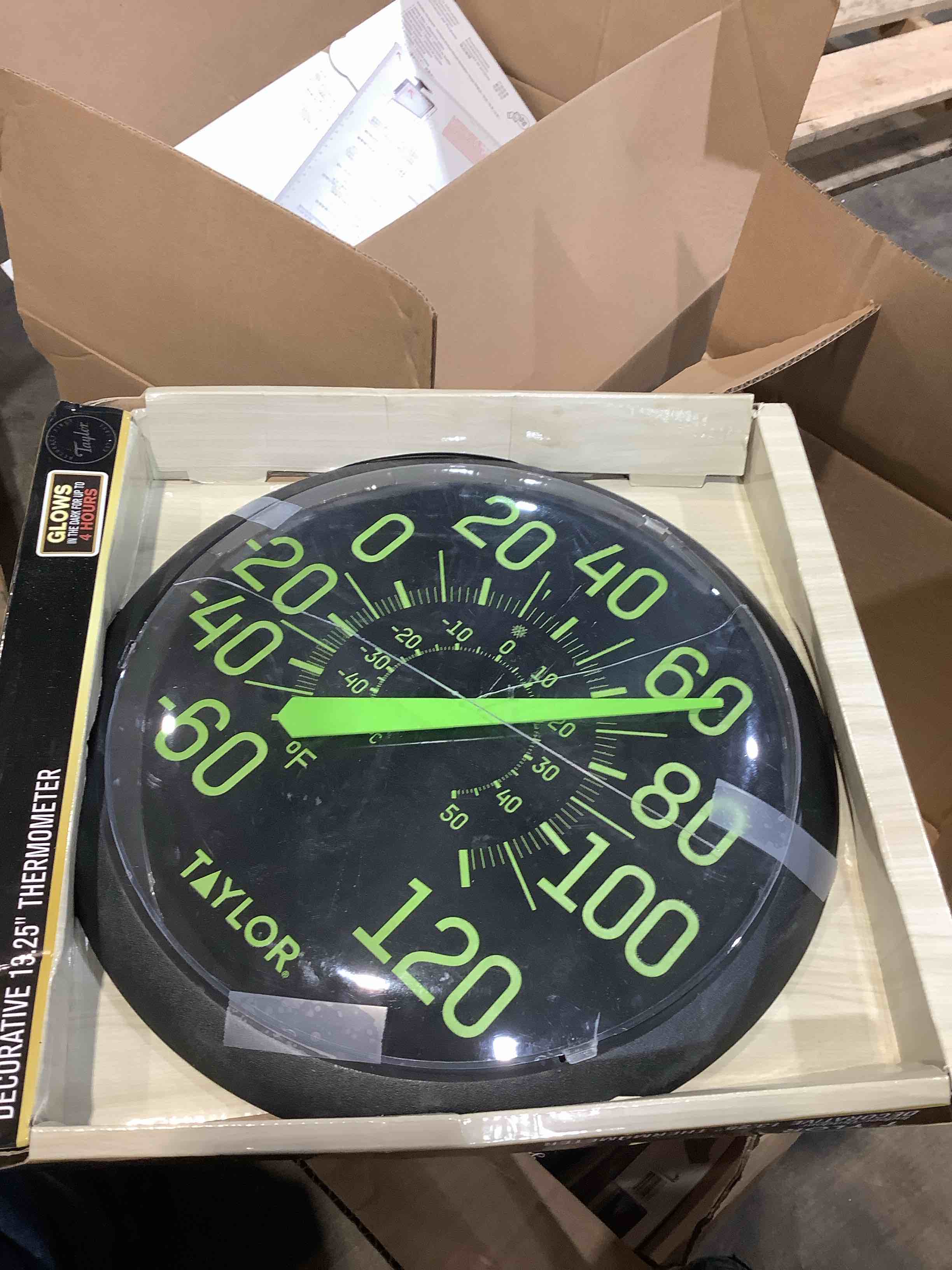Condition photo showing Good Condition for taylor 13.25-inch glow in the dark dial thermometer in black