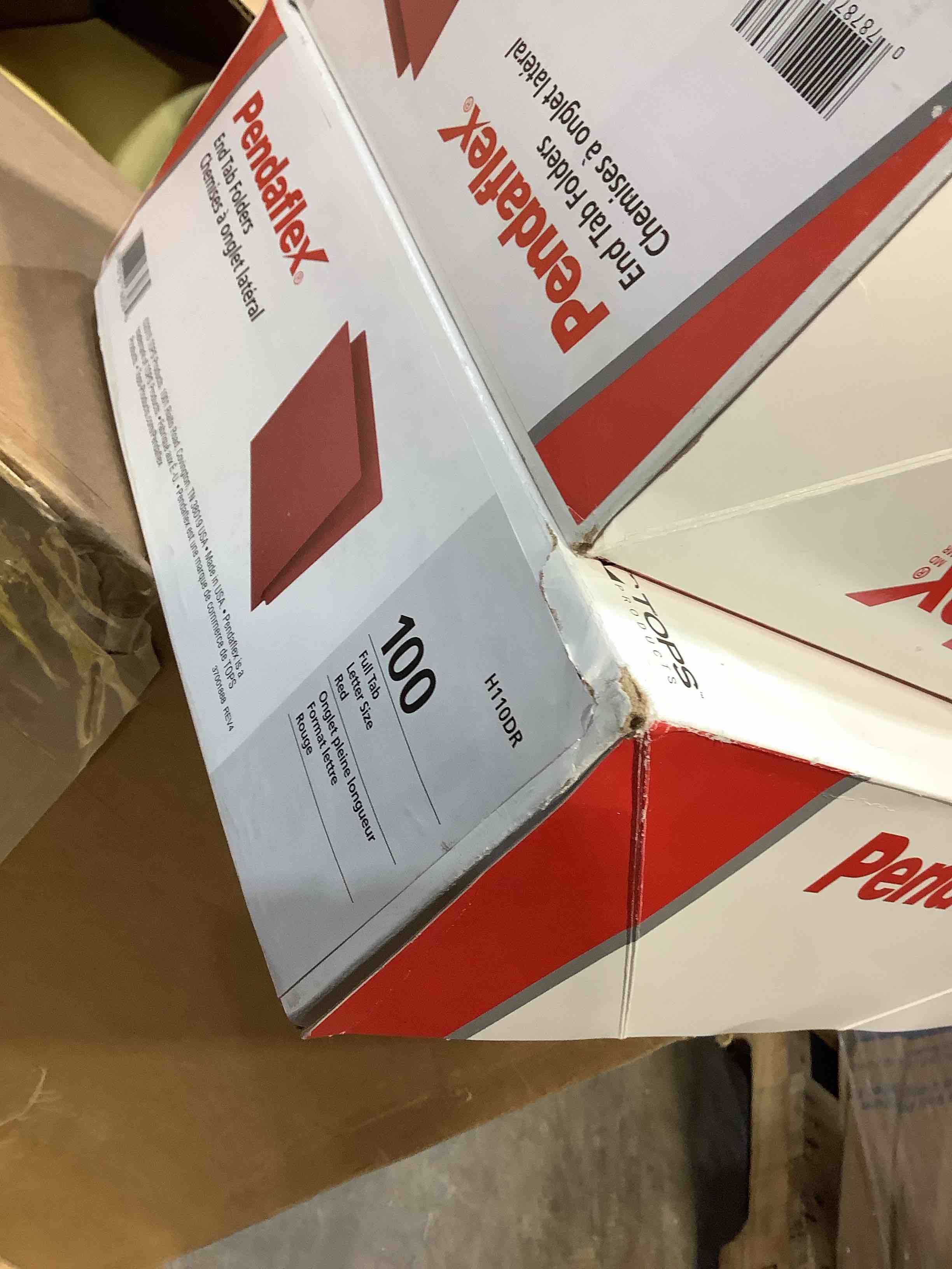 Condition photo showing New/Like New for pendaflex color end tab folders letter - 8 1/2  x 11  sheet size - 11 pt. folder thickness - red - 8.60 lb - recycled - 100 / box