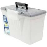 Storex Portable File Storage Box w/Organizer Lid Letter/Legal Clear 61511U01C
