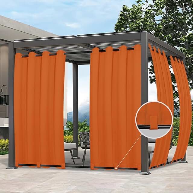 exclusive home cabana solid indoor/outdoor light filtering hook-and-loop tab top curtain panel pair  54 x108   mecca orange