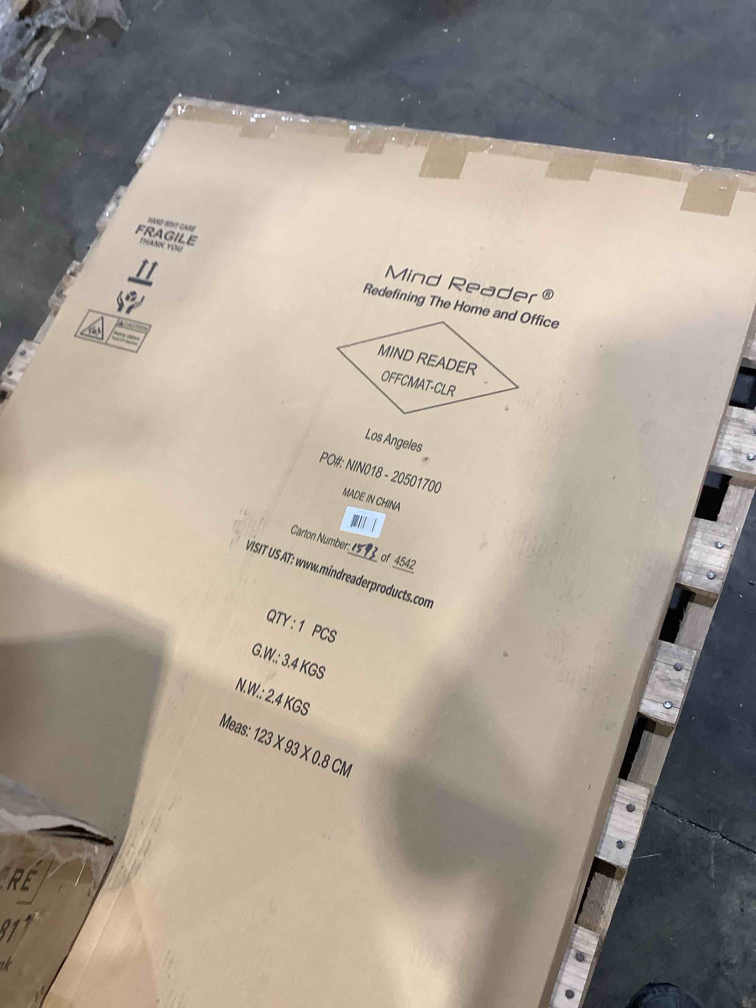 Condition photo showing New/Like New for mind reader - office chair mat for carpet, under desk protector, carpet grips, rolling, pvc, 47.5"l x 35.5"w x 0.125"h - clear