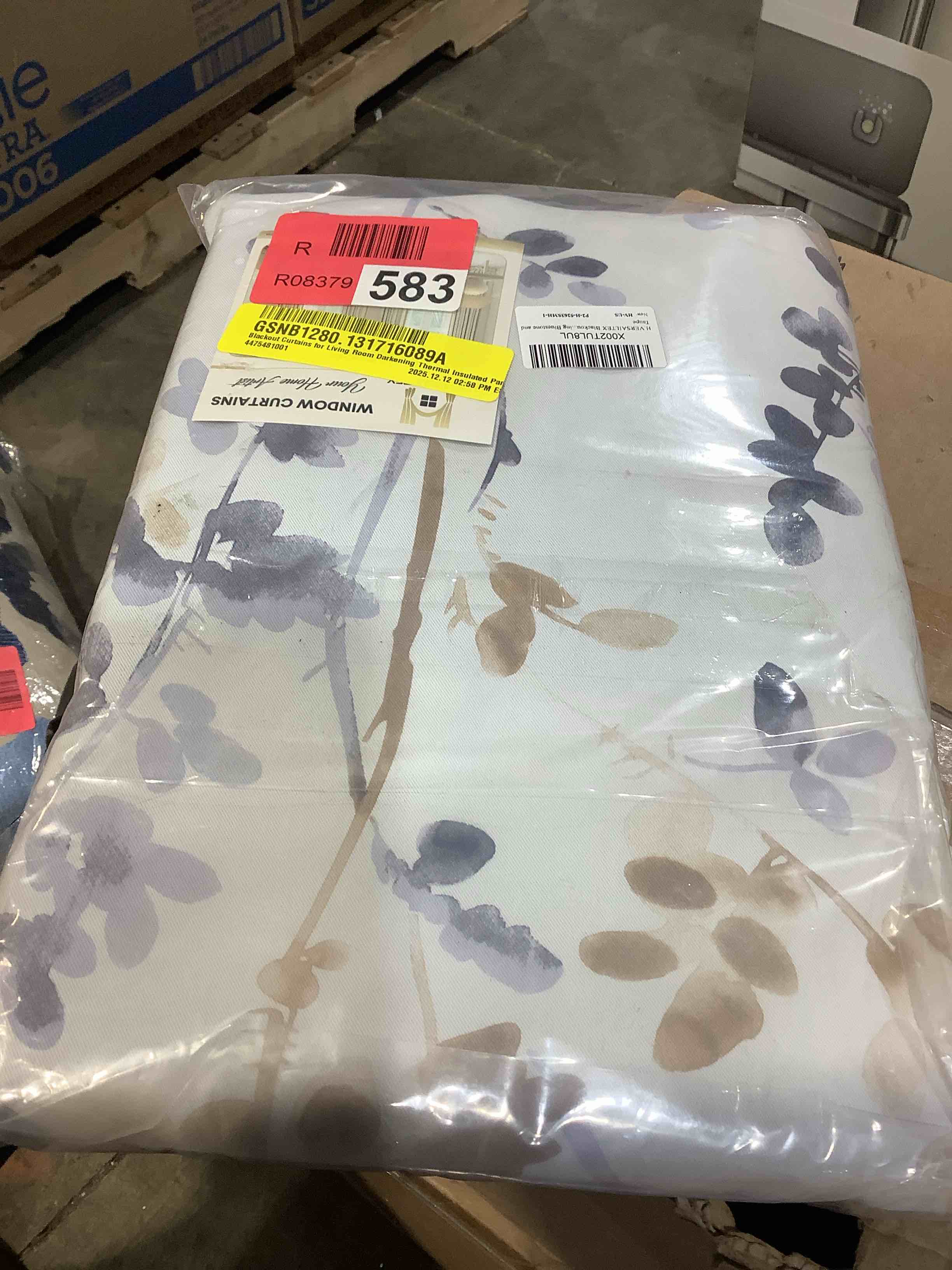 Condition photo showing New/Like New for h.versailtex blackout curtains for bedroom 63 inch long thermal insulated room darkening grommet window curtains for living room, 2 panels, vintage classical floral printing bluestone and taupe 52"w x 63"l (pack of 2) bluestone/taupe