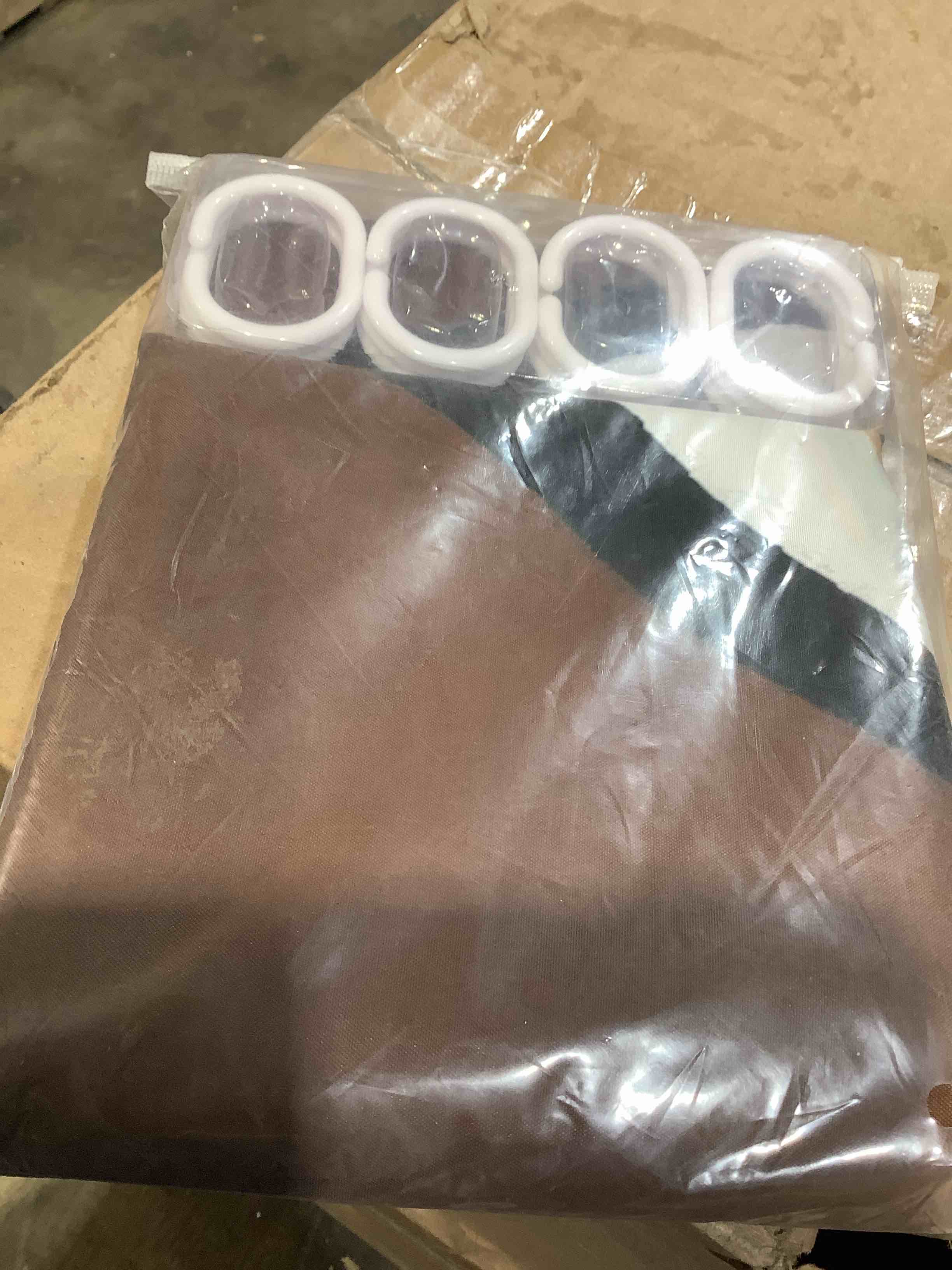Condition photo showing New/Like New for waterproof brown swirl shower curtain 