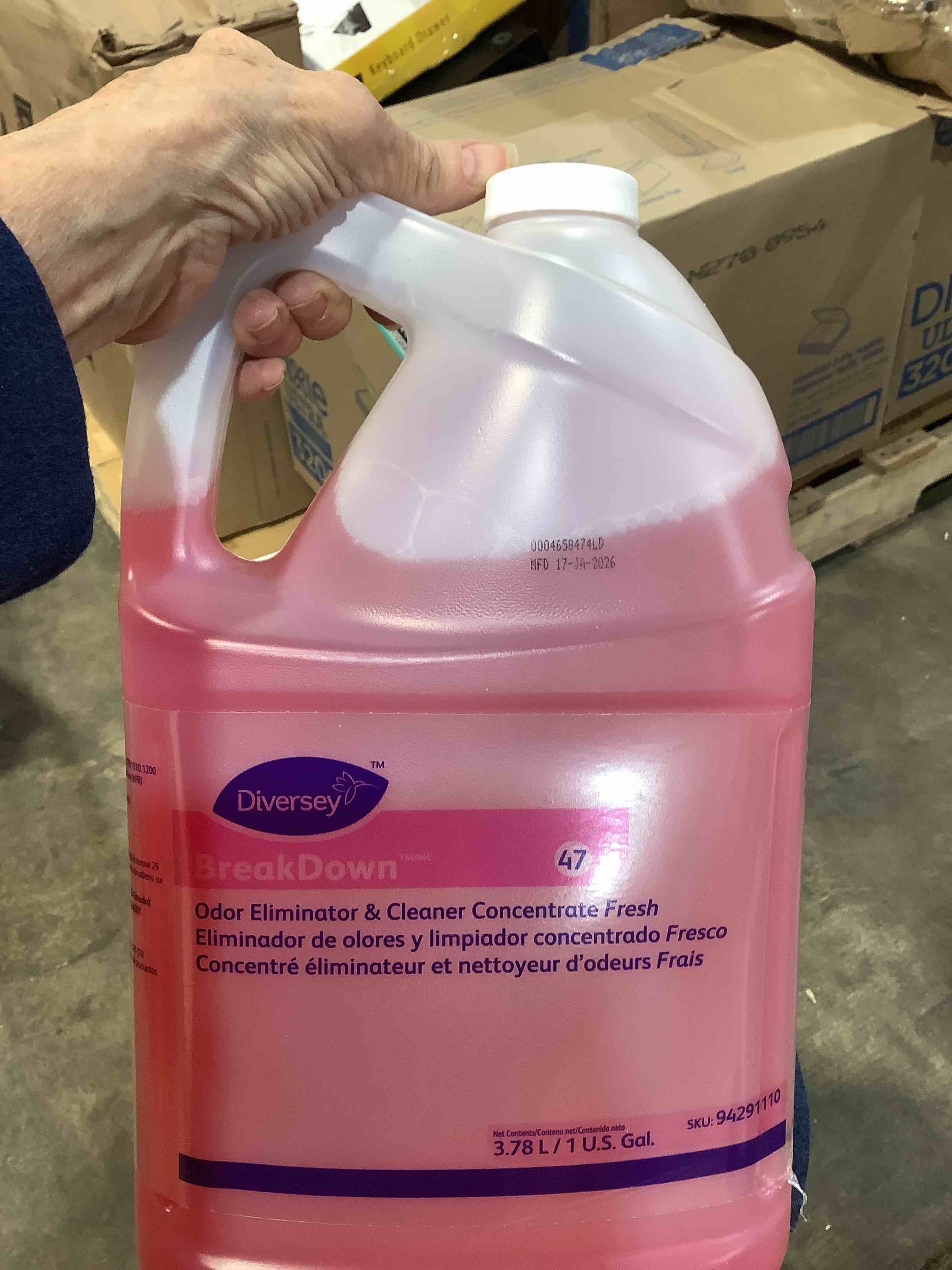 Condition photo showing New/Like New for diversey™ breakdown™ butcher s odor eliminator fresh scent 1 gallon case of 4