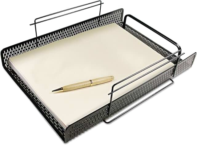 Artistic ART20002 Urban Collection 10 in. x 13.75 in. x 3.5 in. 2 Section Letter Size Files Punched Metal Letter Tray - Black